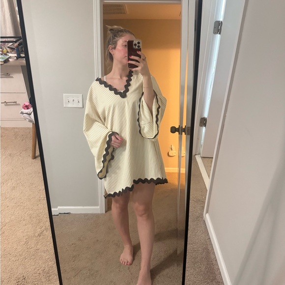 Anthropologie NWT Flat White Striped Rickrack Tunic - Picture 5 of 5